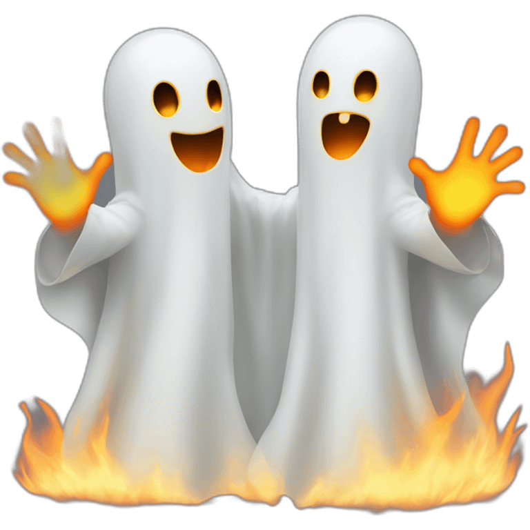 ghosts holding hands on fire with gloves emoji