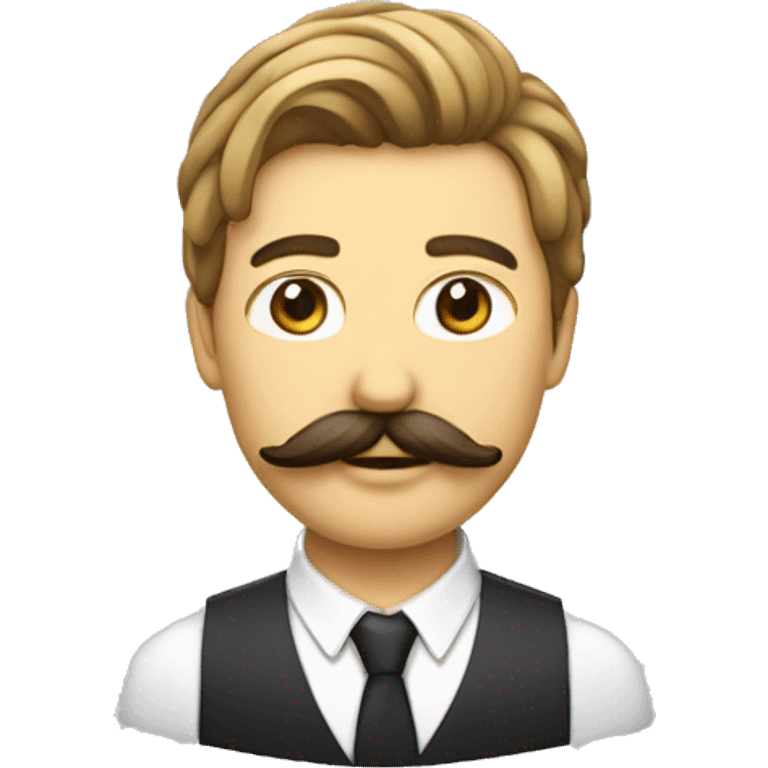 Personne avec moustache carré et coupe de cheveux sur le côté  emoji