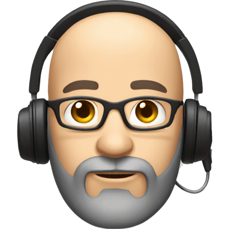 bald gamer man with beard with headset emoji