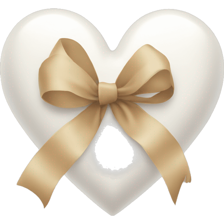 White heart with a beige ribbon on it emoji