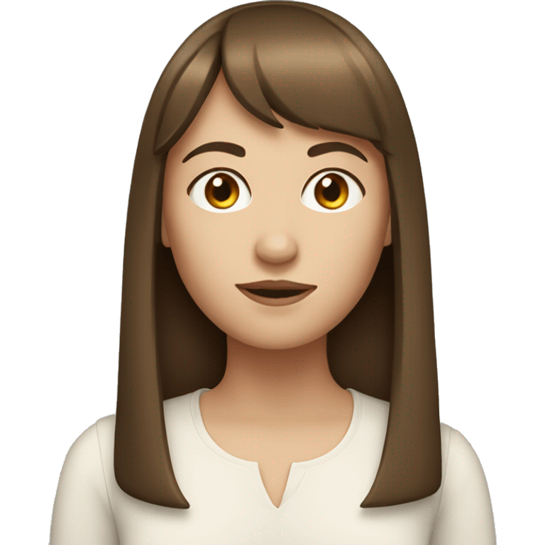 White woman with straight brown hair and bangs  emoji