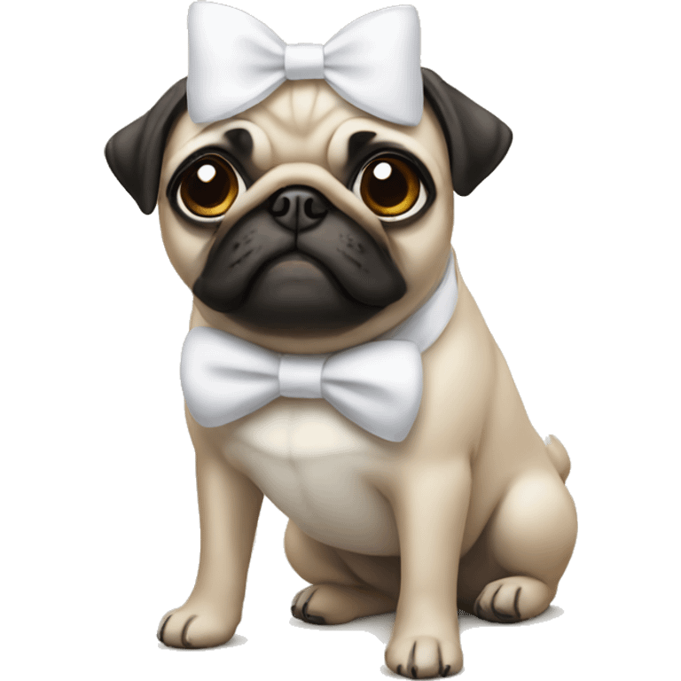 A pug with a white bow on its head  emoji