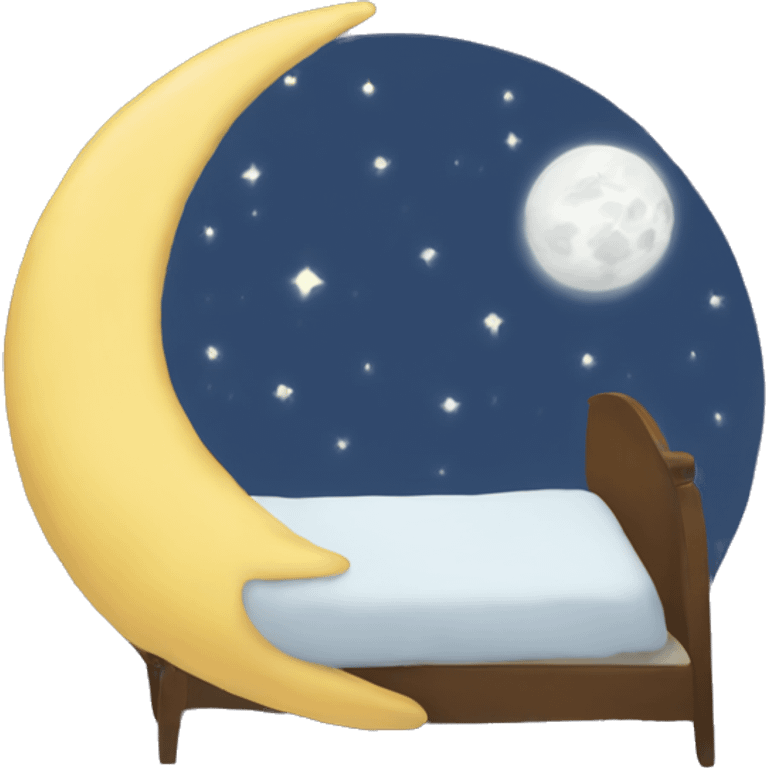 Moon in bed  emoji