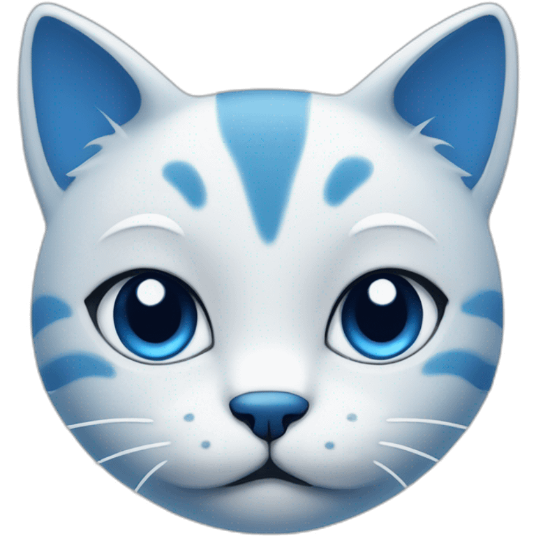 Blue simplistic sketch of a cute cat face emoji