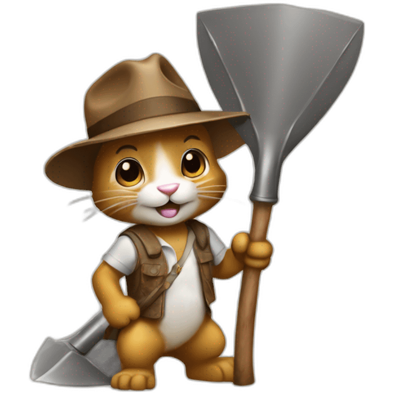 rabbit indiana jones with shovels emoji