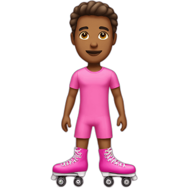 A man wearing a pink mini dress and rollerskates emoji