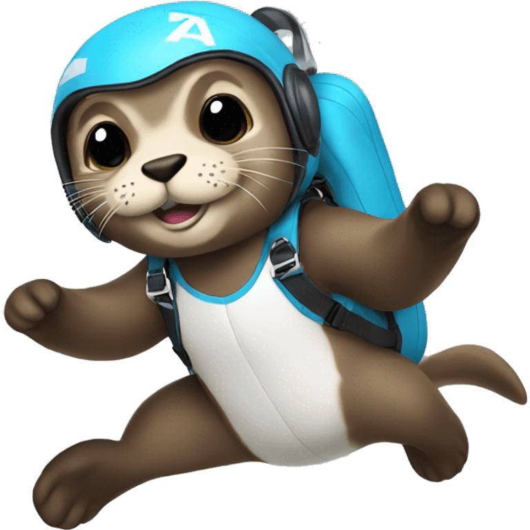 Skydiving otter, put a tag with his name ICE emoji