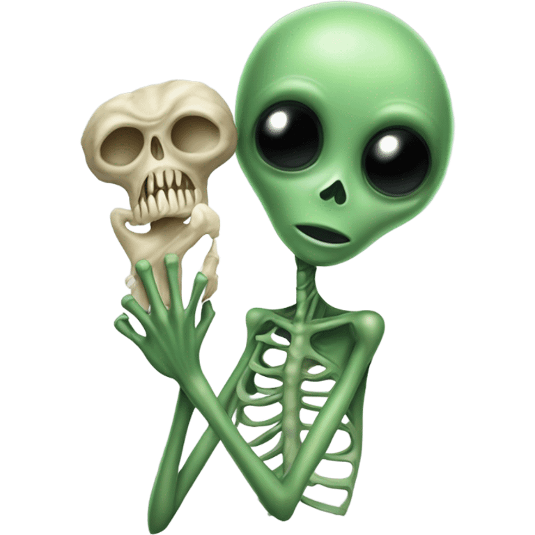 Alien holding a bone emoji