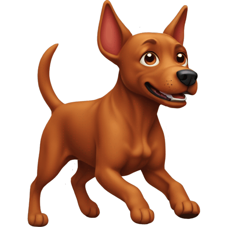 solid red dog with pointed ears running emoji