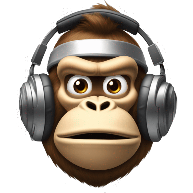 Tête de Donky kong avec un casque Apple sur la tête  emoji