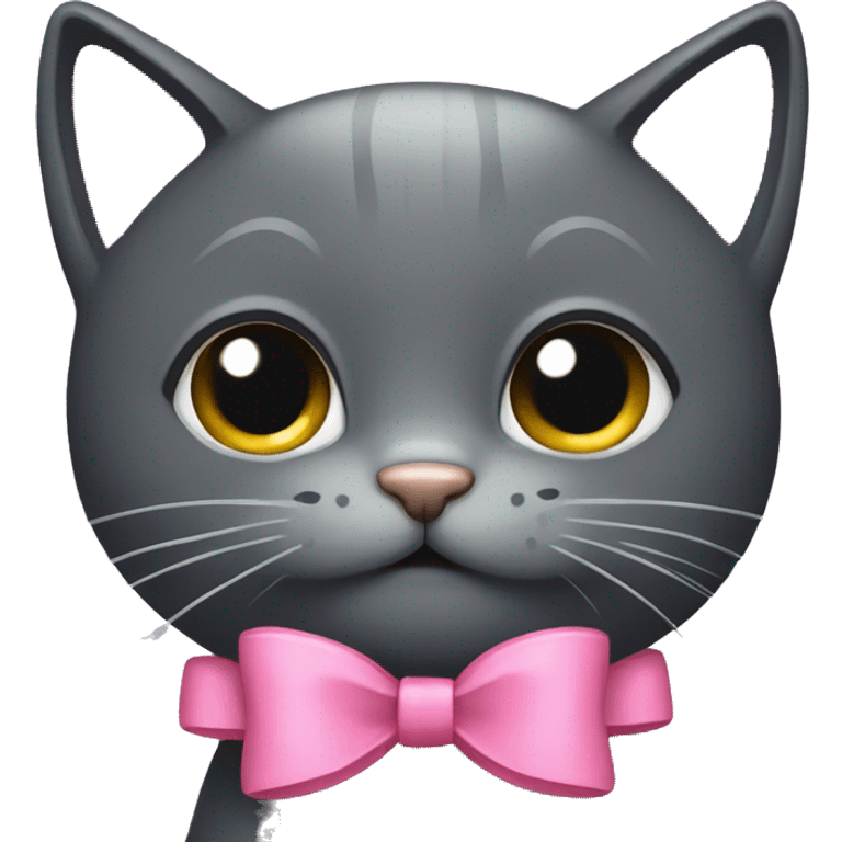 Dark grey cat with pink bow emoji