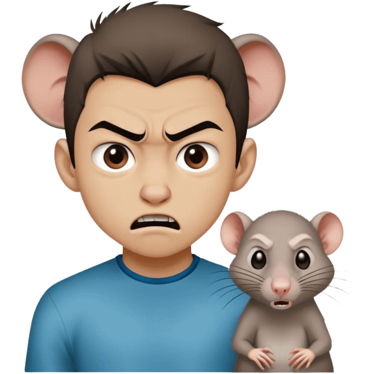 A teenager very angry to a kazakh adolescent named Daryn who is looks like a rat emoji