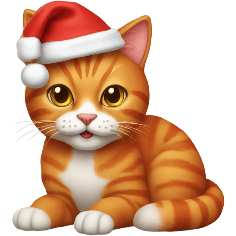 Red cat wearing a Christmas hat  emoji