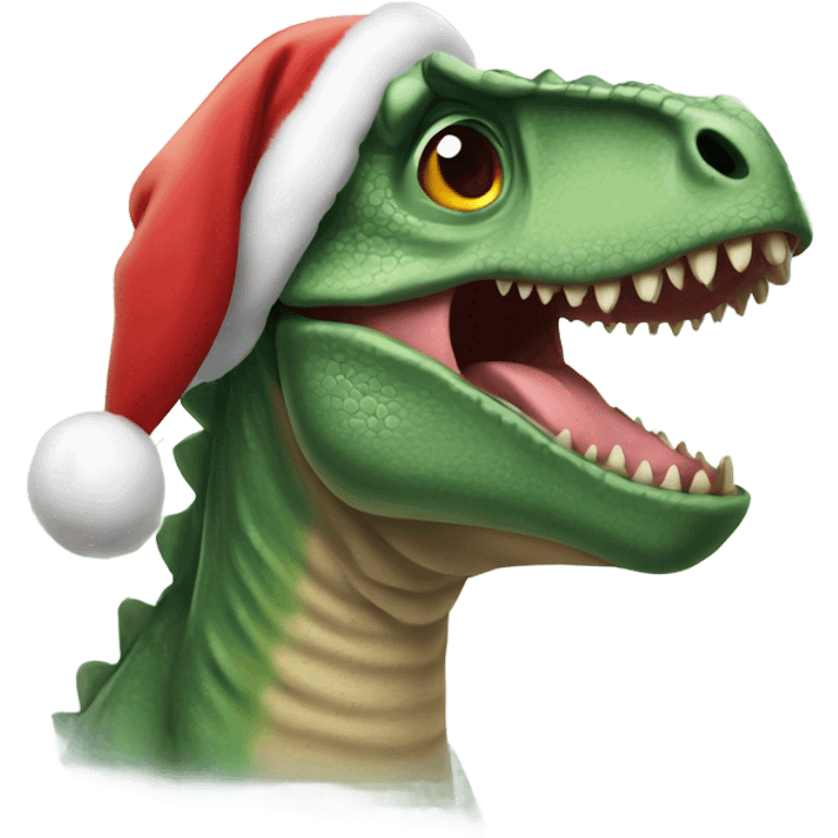 Dinosaurios with Christmas hat  emoji