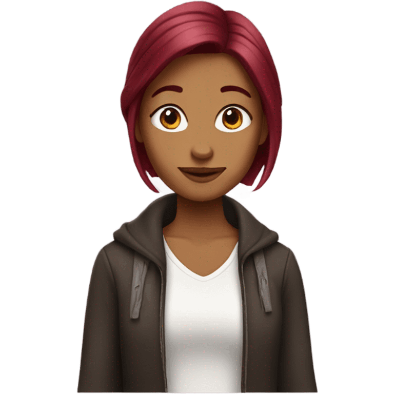  girl with burgundy hair color emoji