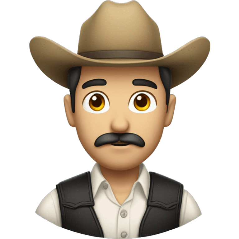 Vaquero hombre blanco con pelo chino y bigote emoji