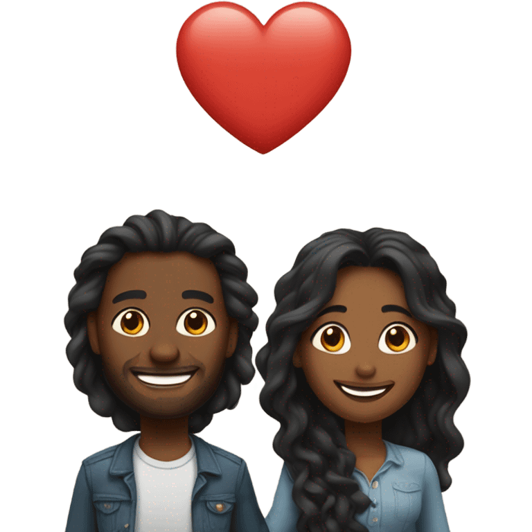 A black woman with long hair and her husband holding hands in love emoji