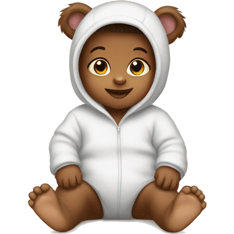 Baby wearing a bear onesie emoji