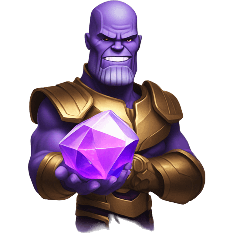 Thanos holding small glowing purple crystal, iOS emoi style art  emoji