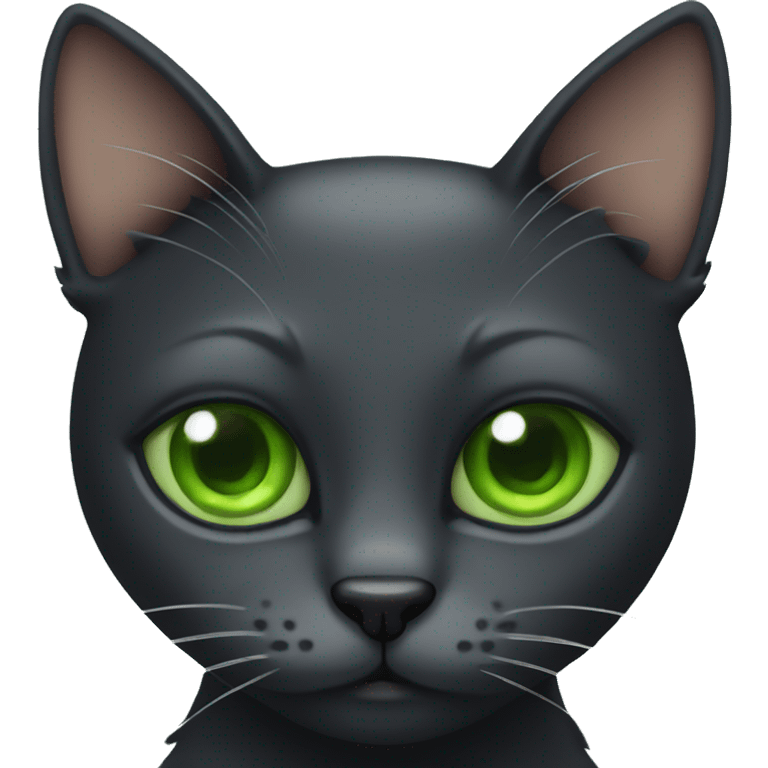 Dark cat with green eyes  emoji