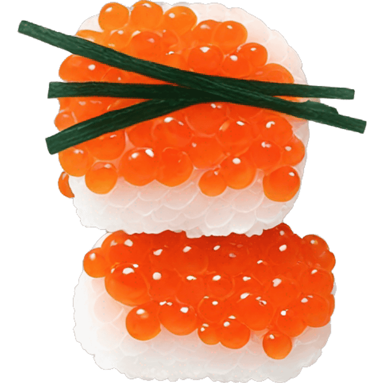 Salmon roe nigiri with only the roe and seaweed wrap emoji