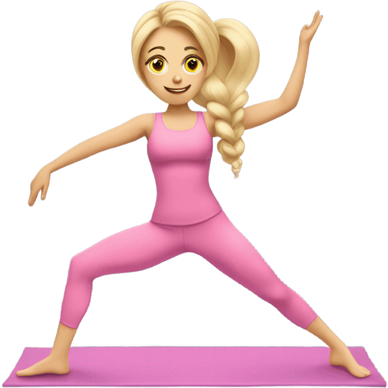 Blonde doing Pink Pilates princess emoji