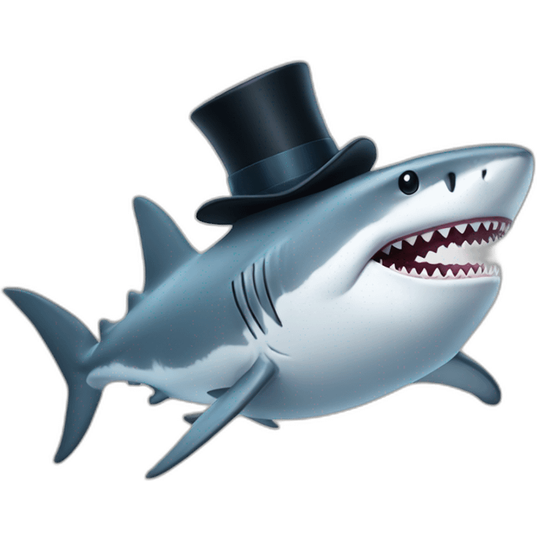 Shark with a top hat emoji