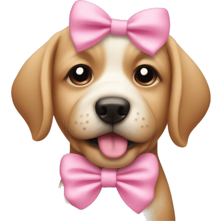 Dog with pink bow  on it￼ emoji