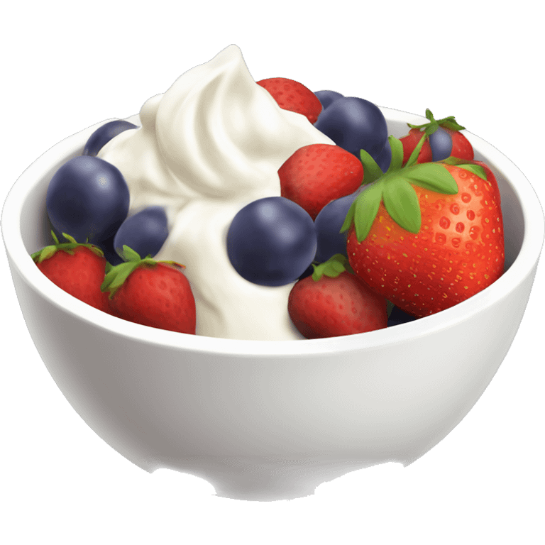 fruit yogurt bowl with strawberries and grapes emoji