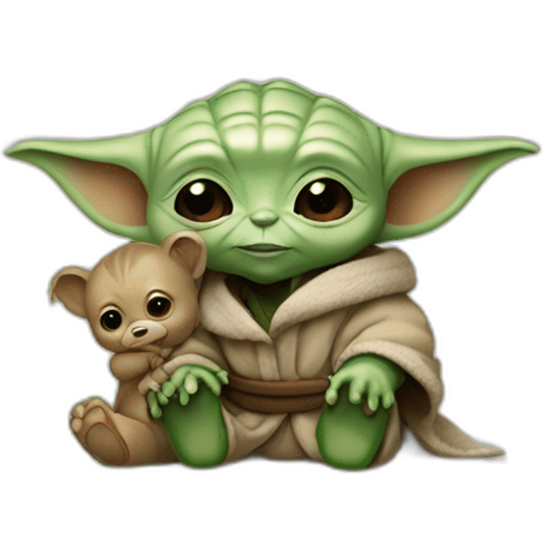 Bébé yoda avec a bear emoji