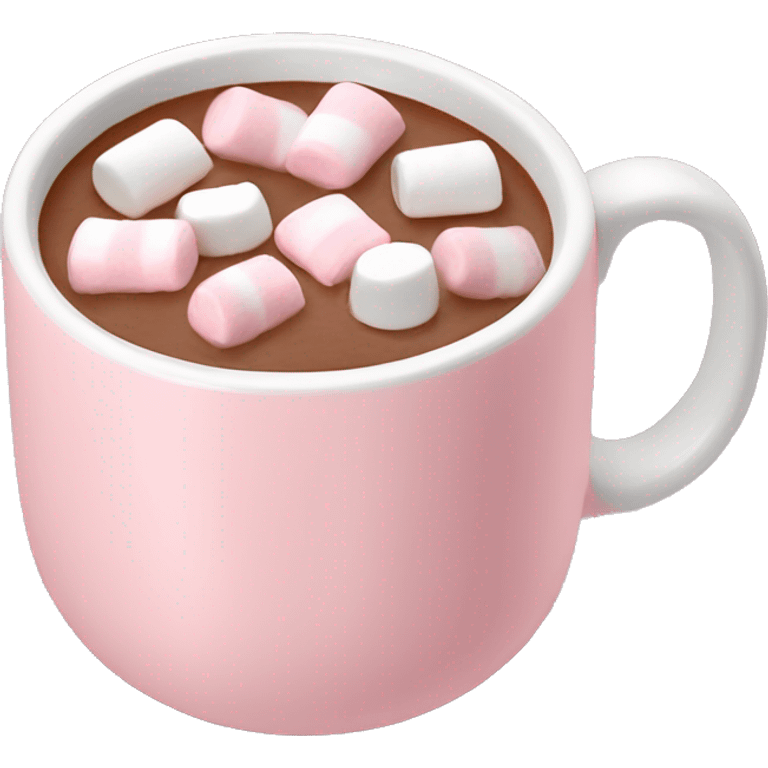 Light Pink mug of hot chocolate with marshmallows  emoji