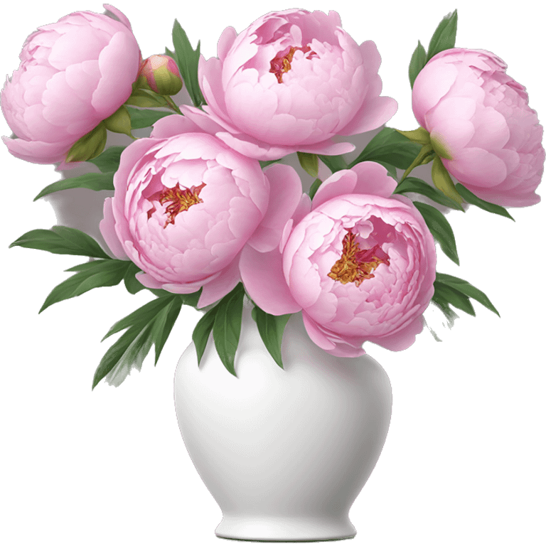 Pink peonies in white vase ￼ emoji