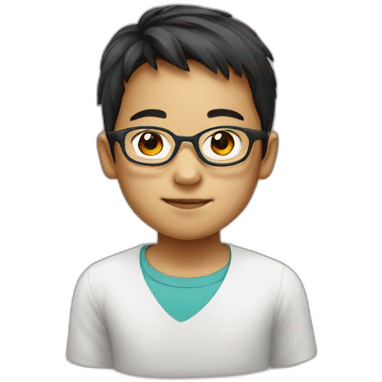 Little chinese peruvian boy with rectangular glasses emoji