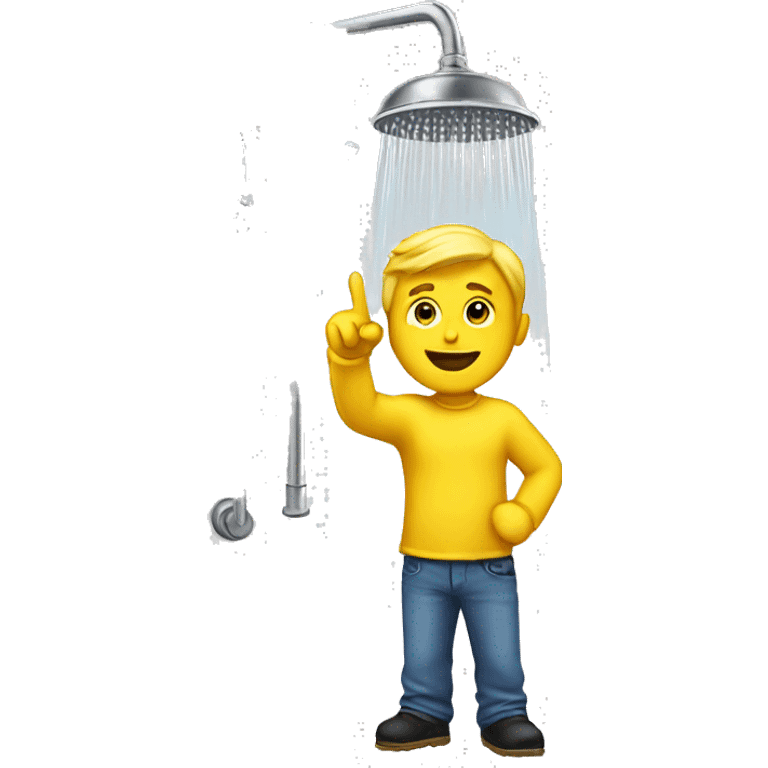 Guy pointing to a shower yellow  emoji