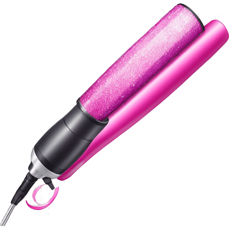 Pink ombre curling iron with glitter  emoji