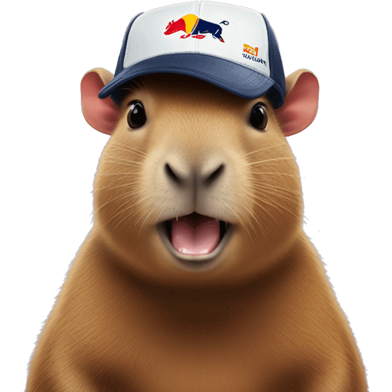 capybara wearing a red bull racing hat emoji