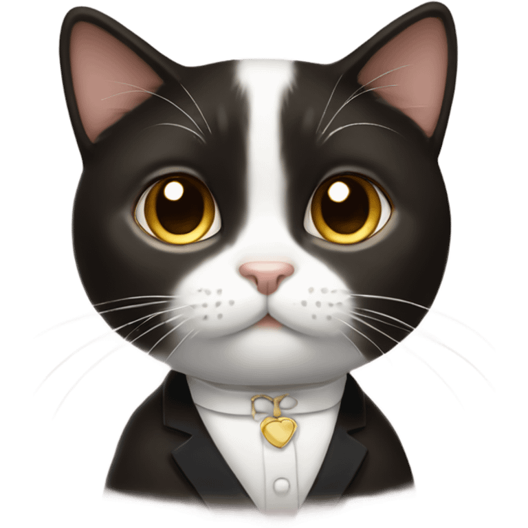 Tuxedo cat with brown hair girl emoji