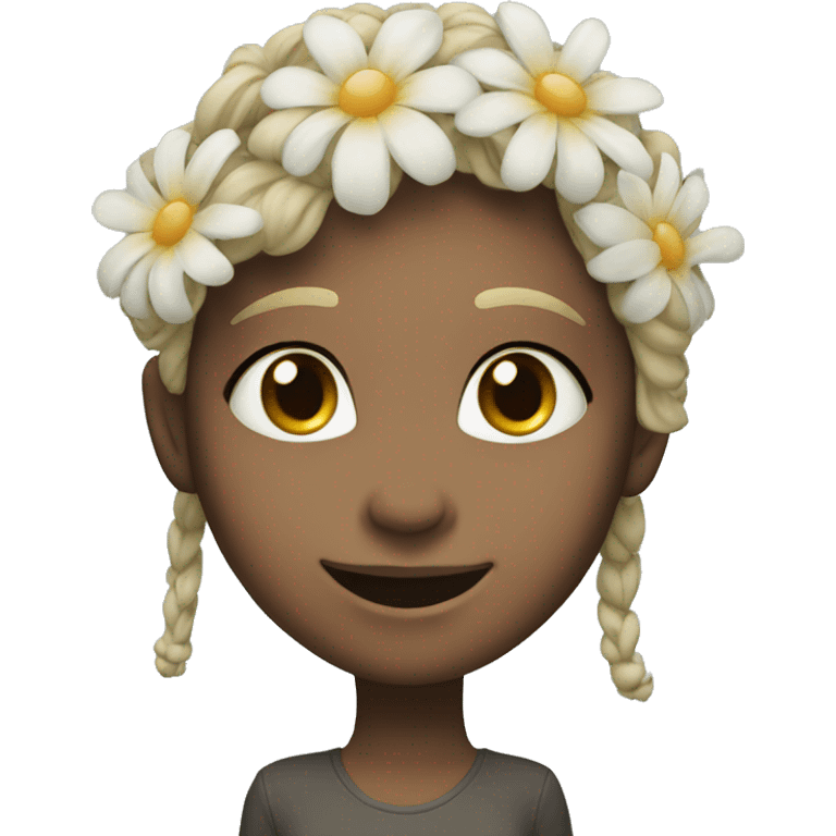 smiling girl with flower moon hair long emoji