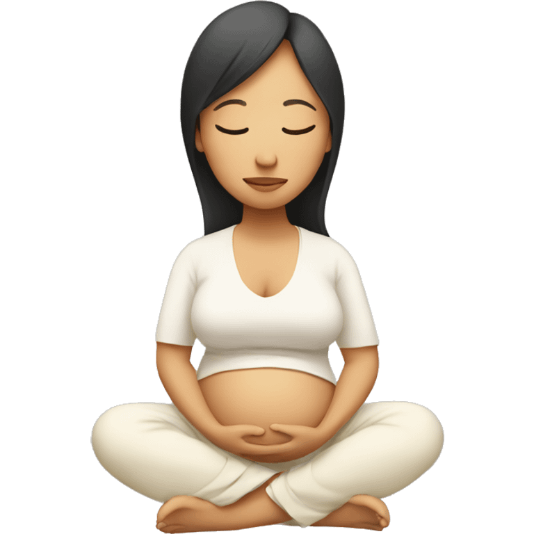 Pregnant Asian woman meditates emoji