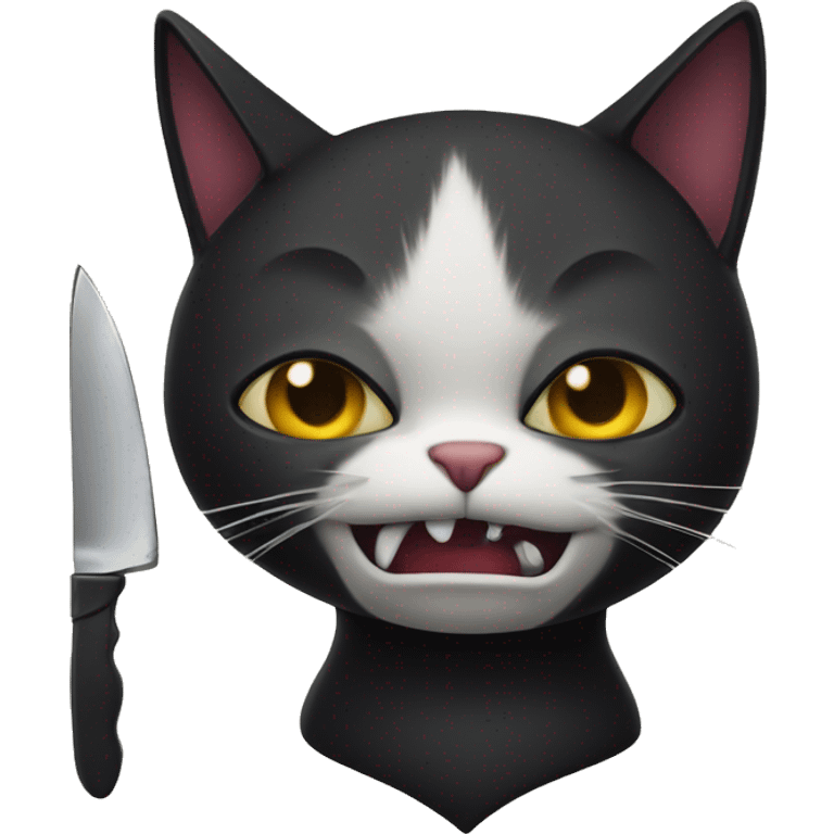 black cat with knife in mouth emoji