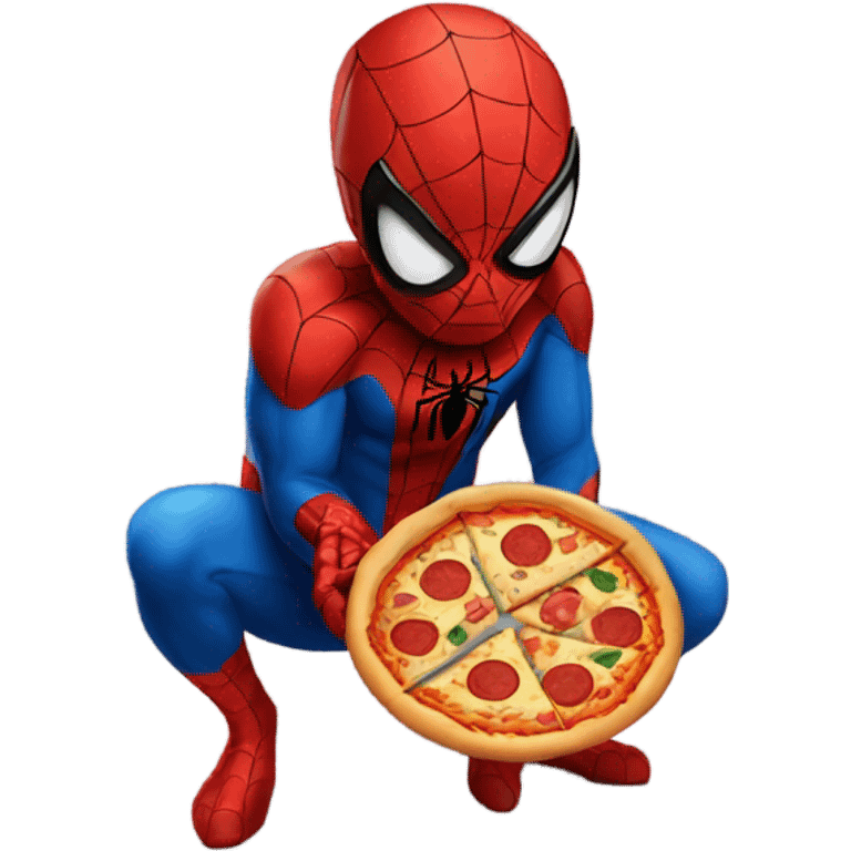 spiderman with a pizza emoji