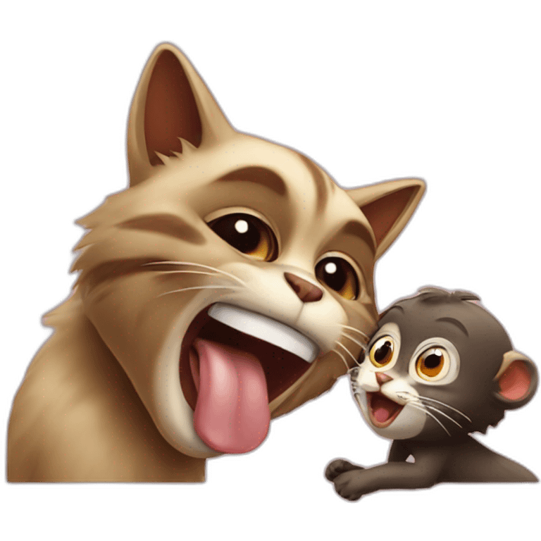 cat licking a monkey emoji