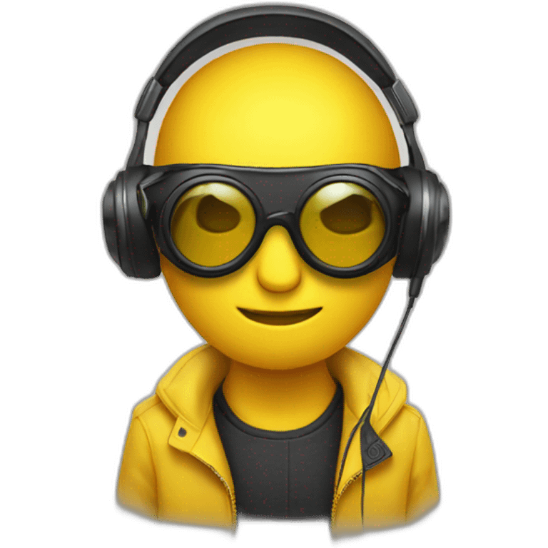 yellow cool emoji with headphone and goggles emoji