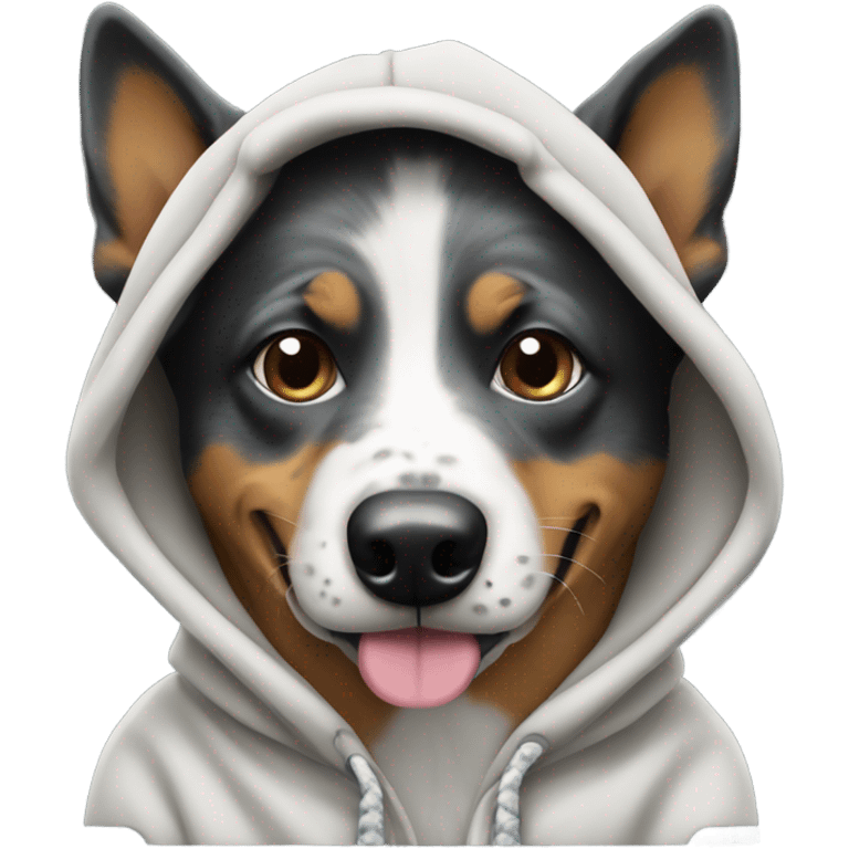 Cattle dog wearing a hoodie emoji