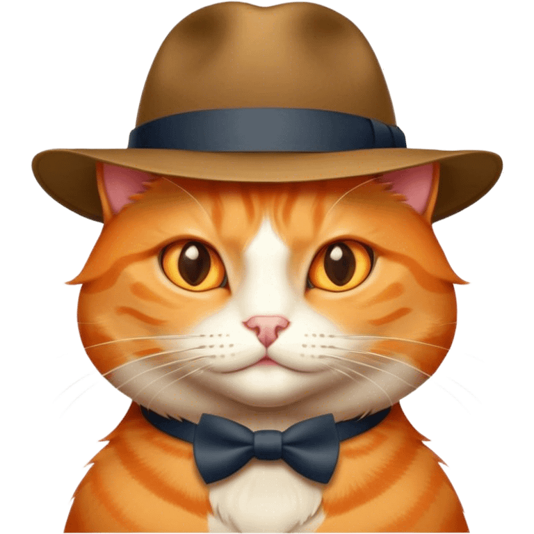 elegant orange cat with hat fedora emoji