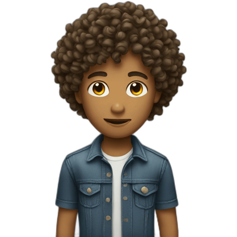 Cool boy with curly hair emoji