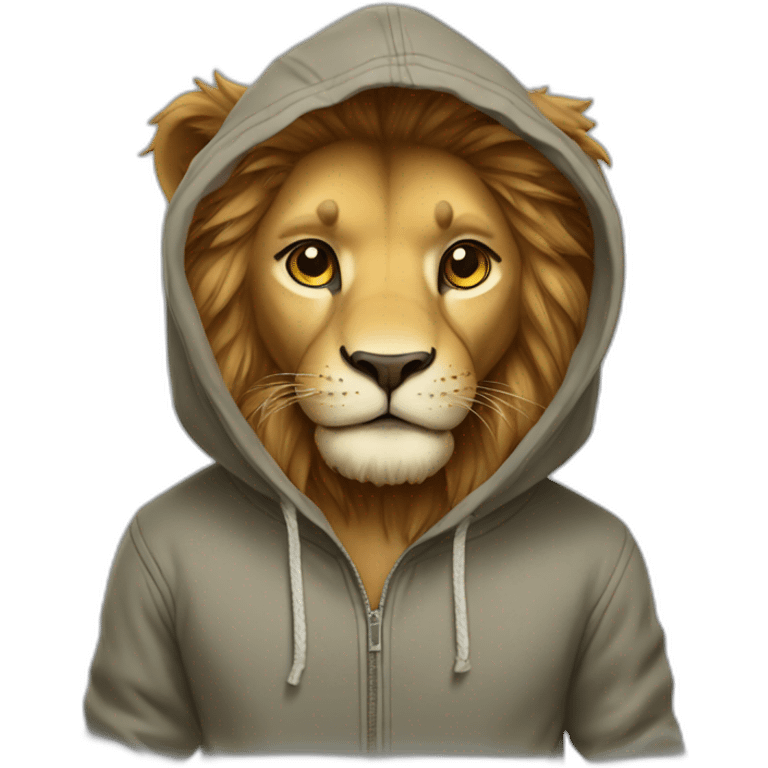 cute lion in hoodie emoji