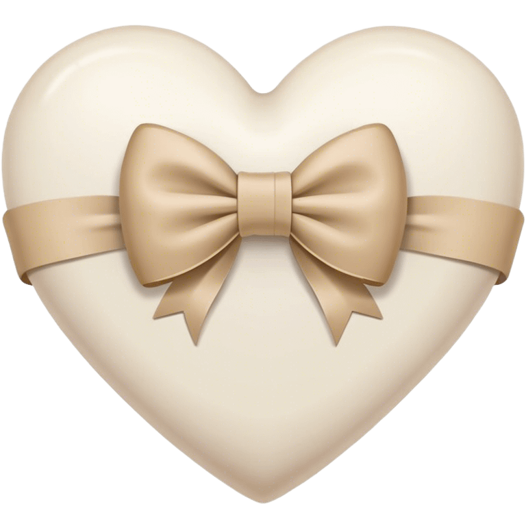 white heart with beige bow emoji