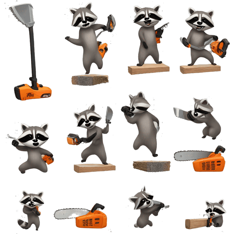 Raccoon juggling chainsaws emoji