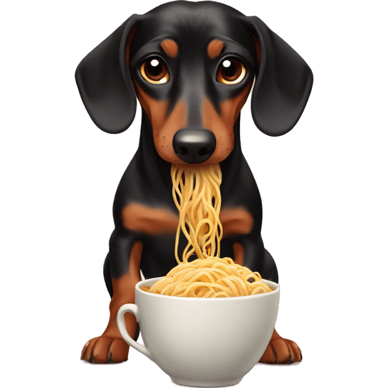 Dachshund eating cup ramen  emoji